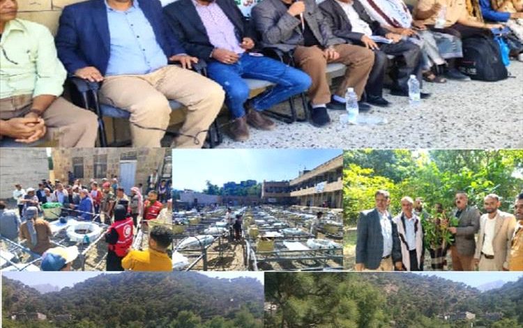 تعز.. جامل والدعيس يدشنان توزيع أدوات زراعية في «المعافر» ويقومان بزيارة مشتل البن