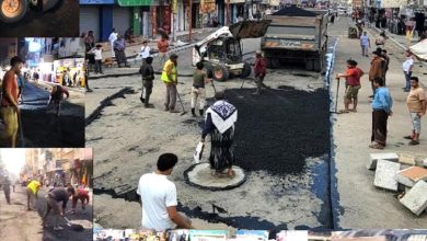 تنفيذ أعمال السفلته في شارع التحرير الأسفل بتعز