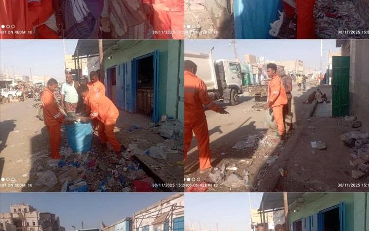 صندوق النظافة والتحسين بأحور ينفذ حملة إزالة للقمامة في الشارع العام ومحيط المحكمة القديمة ونادي أحور الرياضي