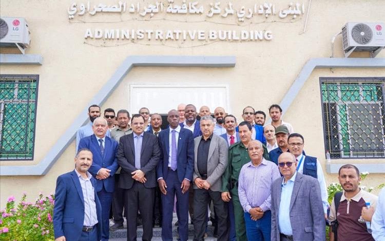 الوزيران السقطري والوالي وممثل الفاو يتفقدون المشاريع الإنشائية في المجمع الزراعي بعدن