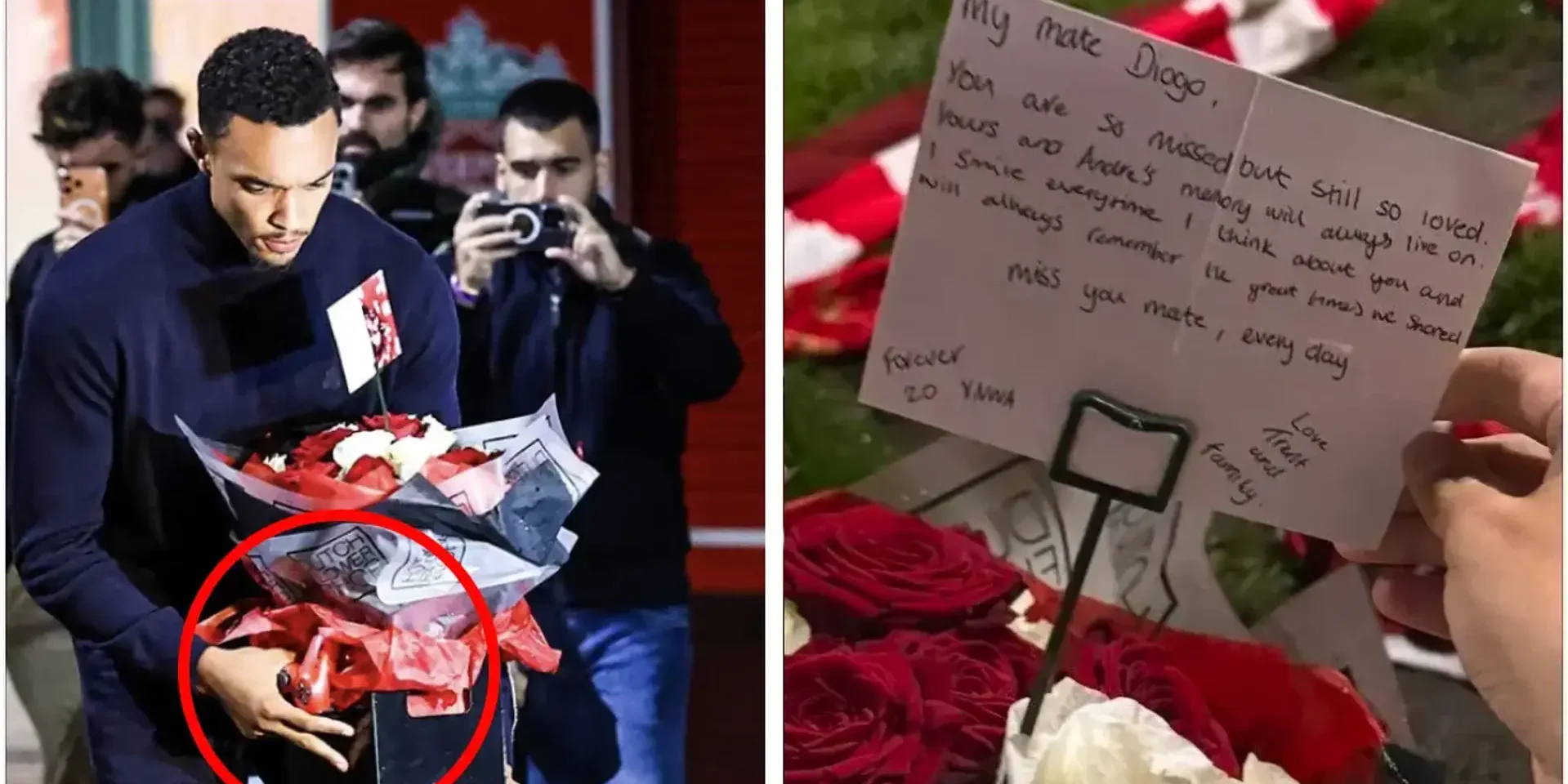 صور: أرنولد يترك رسالة مؤثرة لديوغو جوتا