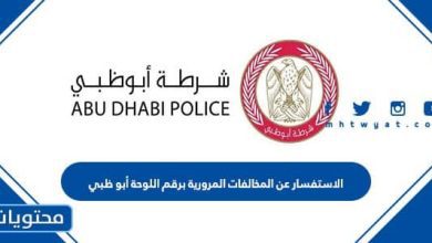الاستفسار عن المخالفات المرورية برقم اللوحة أبو ظبي