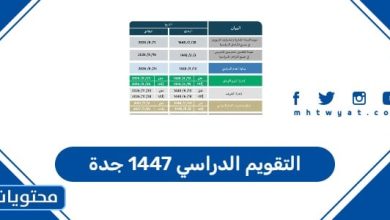 التقويم الدراسي 1447 جدة