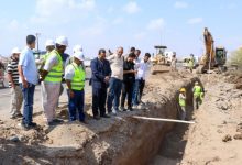 السعيدي وباخبيرة وناجي يطلعون على سير العمل في مشروع الخط الاستراتيجي للصرف الصحي بدار سعد