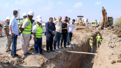 السعيدي وباخبيرة وناجي يطلعون على سير العمل في مشروع الخط الاستراتيجي للصرف الصحي بدار سعد