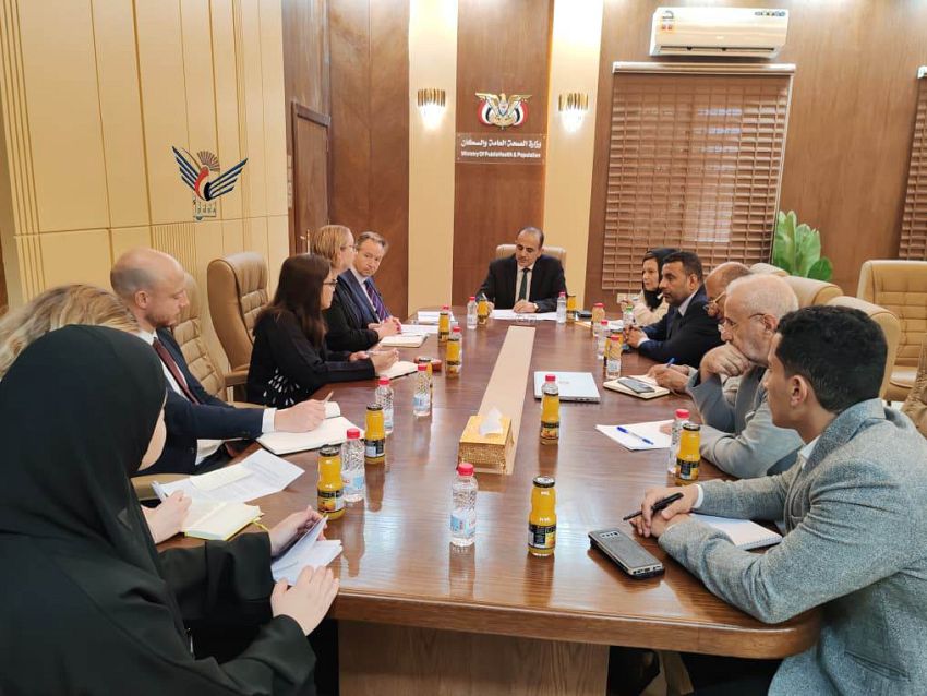 الوزير بحيبح يناقش مع فريق من وزارة الخارجية البريطانية الترتيبات الفنية لمؤتمر المانحين الصحي