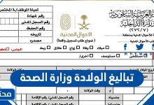 تباليغ الولادة وزارة الصحة