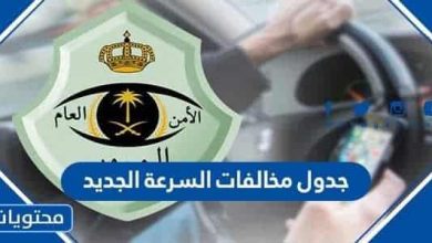 جدول مخالفات السرعة الجديد