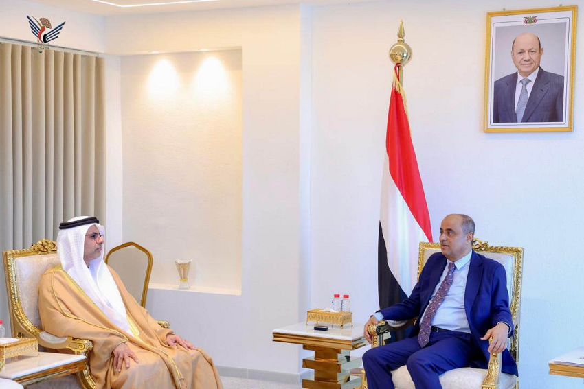 رئيس الوزراء يستقبل السفير الإماراتي ويجدد الشكر لدولة الامارات على دعمها قطاع الكهرباء في اليمن بمليار دولار