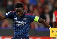 ساكا يفتتح التسجيل لأرسنال ضد سلافيا براغ