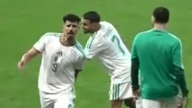 تصرف المهاجم الجزائري بونجاح مع زميله محرز بعد الفوز على السودان يثير جدلا واسعا (فيديو)