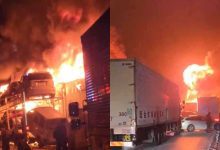 حريق ضخم إثر تصادم مروع بين 50 سيارة في اليابان (فيديو)