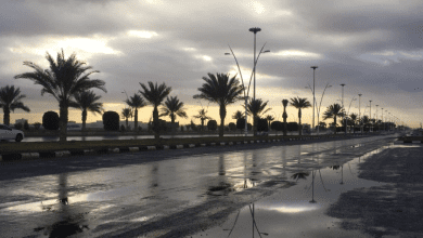 أمطار غزيرة على تبوك حتى التاسعة مساء