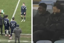 صور: مارسيلو يشاهدة نجله يشارك لأول مرة مع ريال مدريد أمام السيتي