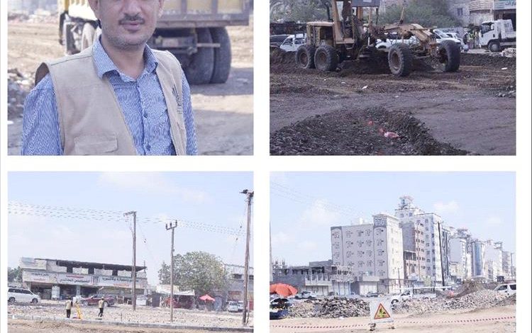 المهندس معتصم : العمل جار في المقطعين الأول والثانية لمشروع إعادة تأهيل وصيانة شارع الخمسين