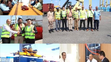 وفد صيني يبحث تعزيز التعاون الملاحي مع ميناء عدن للحاويات.