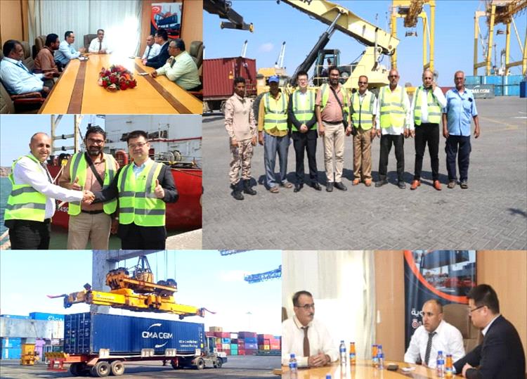 وفد صيني يبحث تعزيز التعاون الملاحي مع ميناء عدن للحاويات.