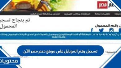 تسجيل رقم الموبايل على موقع دعم مصر الآن