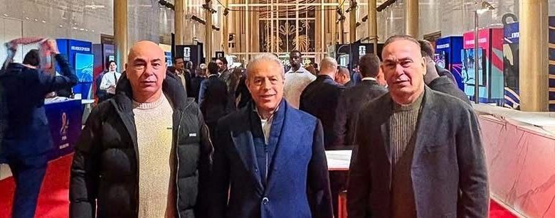 حسام وإبراهيم حسن رفقة الدرندلي في حفل الاستقبال لمنتخبات كأس العالم بمجمع كينيدي للفنون