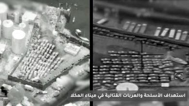 سفينتان دخلتا ميناء المكلا بطريقة مخالفة وتحملان ٨٠ عربة وحاويات محملة بالأسلحة والذخائر