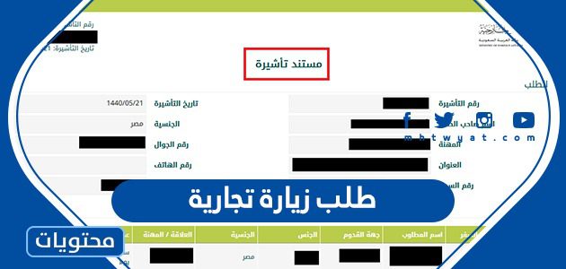 طلب زيارة تجارية