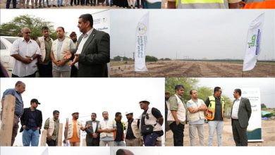 فريق مؤسسة المياه وإدارة المشروع يتفقدون سير أعمال مشروع تعزيز الأمن المائي بالطاقة المتجددة بعدن