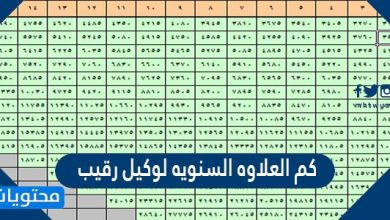 كم العلاوه السنويه لوكيل رقيب