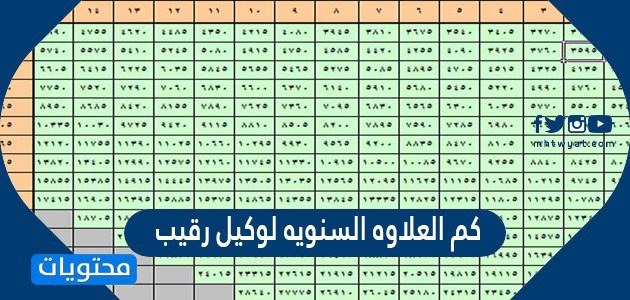 كم العلاوه السنويه لوكيل رقيب