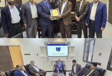 مدير عام مديرية بيحان وعمادة كلية التربية يقدّمان درع الشكر والعرفان لرئيس جامعة شبوة: