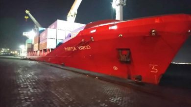 وصول الباخرة «MARSA VIRGO» إلى رصيف المعلا محمّلة بـ165 حاوية