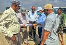 وكيل وزارة الزراعة يتفقد مستوى الإنجاز في مشروع سد حسّان الإستراتيجي بأبين