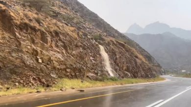 هطول أمطار غزيرة على منطقة عسير