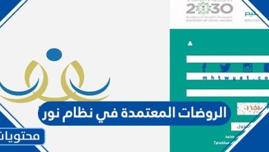 الروضات المعتمدة في نظام نور