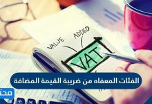 الفئات المعفاه من ضريبة القيمة المضاقة