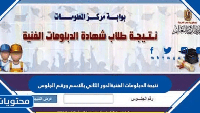 نتيجة الدبلومات الفنية 2026 الدور الثاني بالاسم ورقم الجلوس