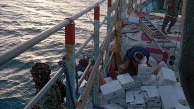 الحملة الأمنية غرب لحج توجه ضربة ثالثة لشبكات التهريب الإيرانية عرض البحر