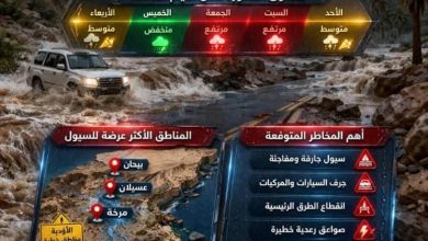 الدفاع المدني بشبوة يحذر من سيول وأمطار رعدية ويطلق تحذيراً عاجلاً للمواطنين