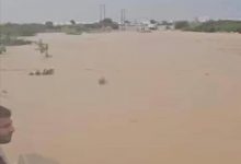 سيول جارفة تقطع خط حضرموت – المهرة في الشحر وتوقف حركة السير