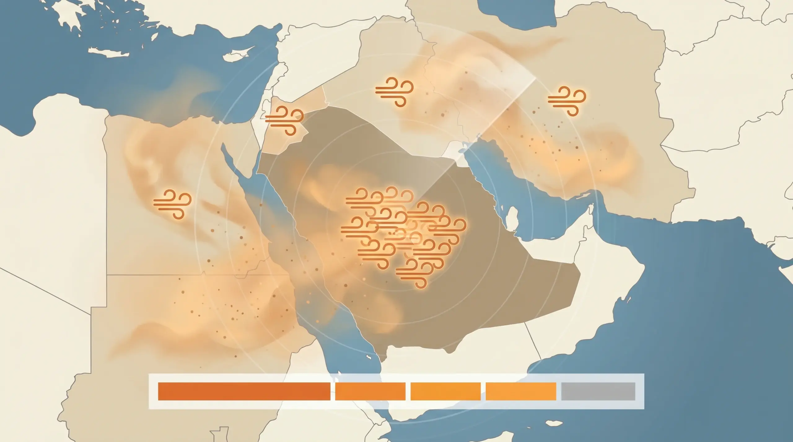 تسجيل 26 حالة نشاط غباري بالإقليم في يوم واحد بينها 15 في السعودية