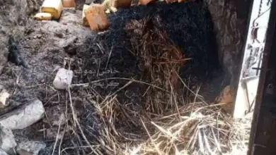 حريق مدمر يلتهم منزلاً وقطيع مواشي في تعز