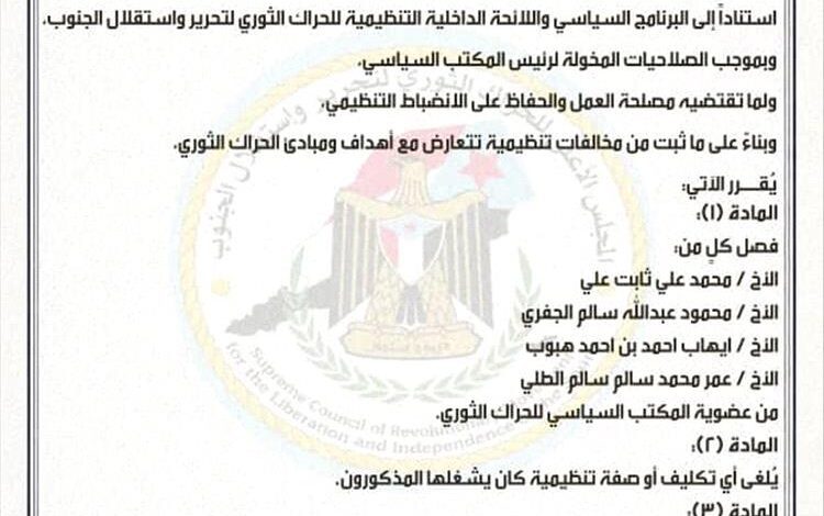 فادي باعوم يصدر قراراً بفصل أربعة من أعضاء المكتب السياسي للحراك الثوري