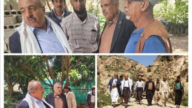 وكيل المحافظة يتفقد مشتل البن في بني حماد ومشروع رصف طريق نقيل الحَشّة بمديرية المواسط