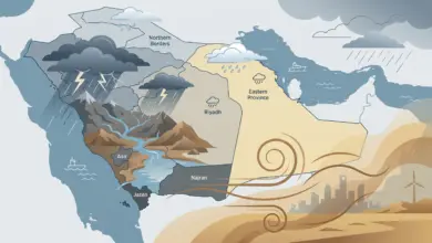 أمطار رعدية غزيرة وسيول متوقعة على نجران وجازان وعسير مع رياح مثيرة للغبار
