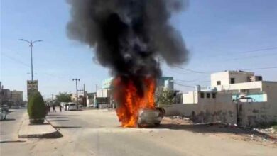 احتراق سيارة مواطن قرب محطة اليرموك بمدينة عتق في شبوة