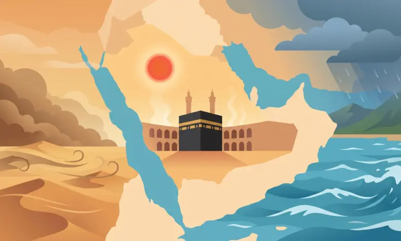 "الأرصاد": رياح مثيرة للأتربة على 9 مناطق.. وأجواء حارة تلامس 45 مئوية في المشاعر المقدسة