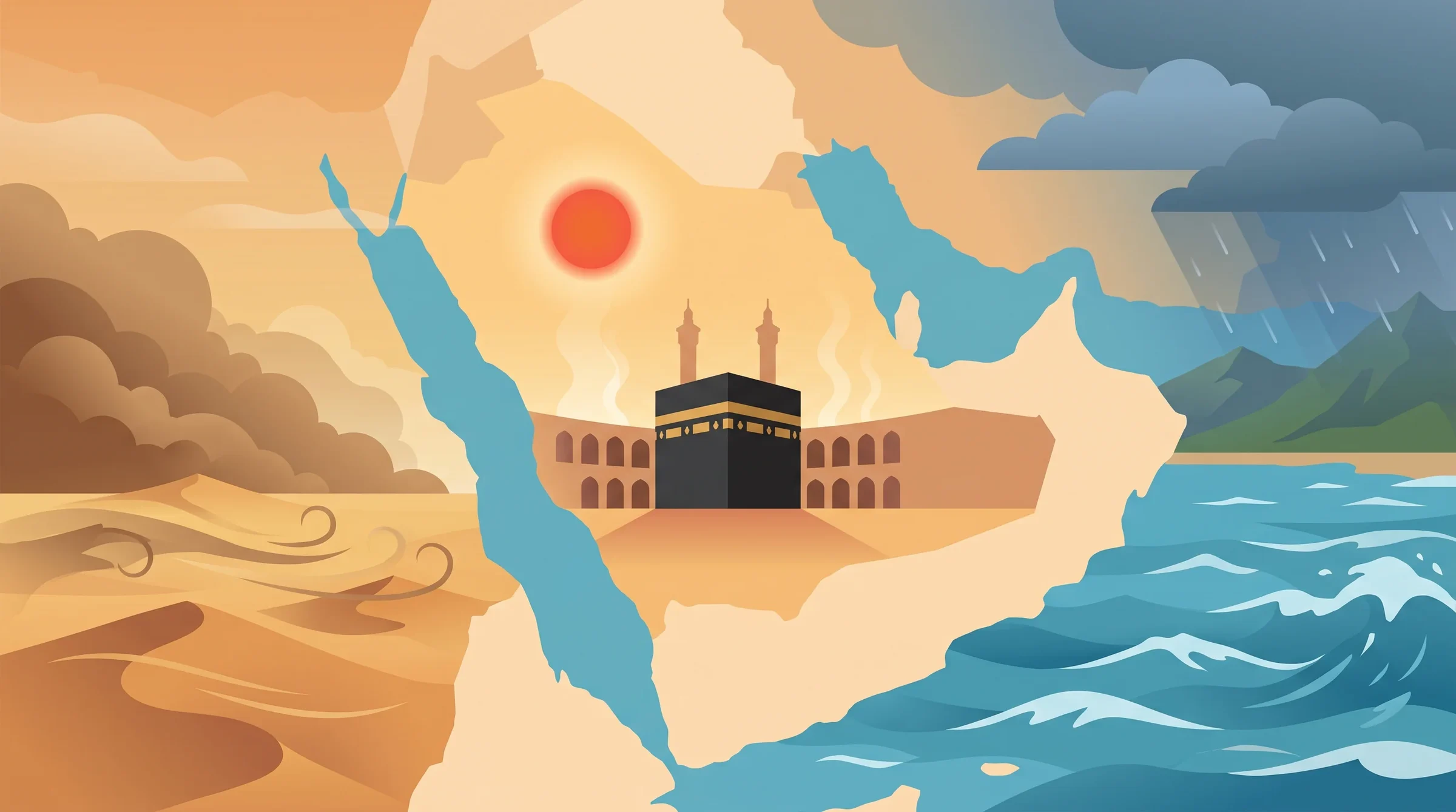 "الأرصاد": رياح مثيرة للأتربة على 9 مناطق.. وأجواء حارة تلامس 45 مئوية في المشاعر المقدسة