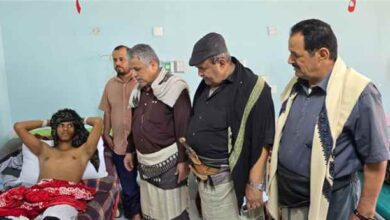 الفاطمي ولحول يطمئنان على جرحى دفاع شبوة ومحور سبأ بمستشفى الدفيعة ببيحان