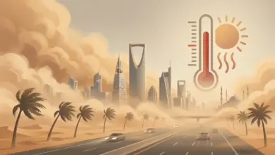 رياح نشطة وأتربة مثارة تخفّض الرؤية مع ارتفاع الحرارة في مدن المملكة اليوم