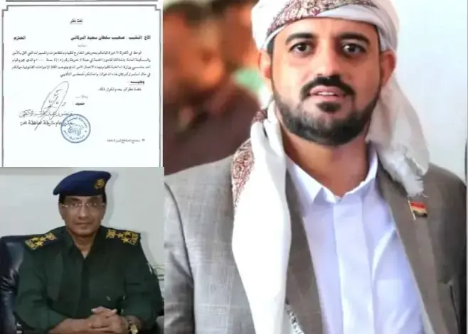 مدير شرطة تعز يوجه رسالة ”واتساب” للبركاني تتهمه بالتحريض وتهدد بالإحالة للتأديب