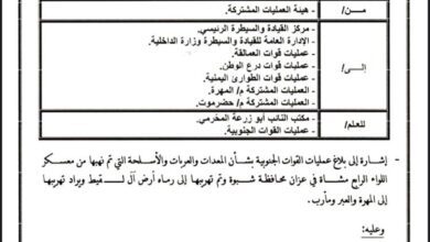 وثيقة عسكرية تؤكد نهب معدات عسكرية من معسكر بشبوة ومحاولات تهريب